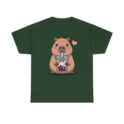 Cute Capybara Kawaii Anime Drinking Bubble Tea Lover Girls T-Shirt