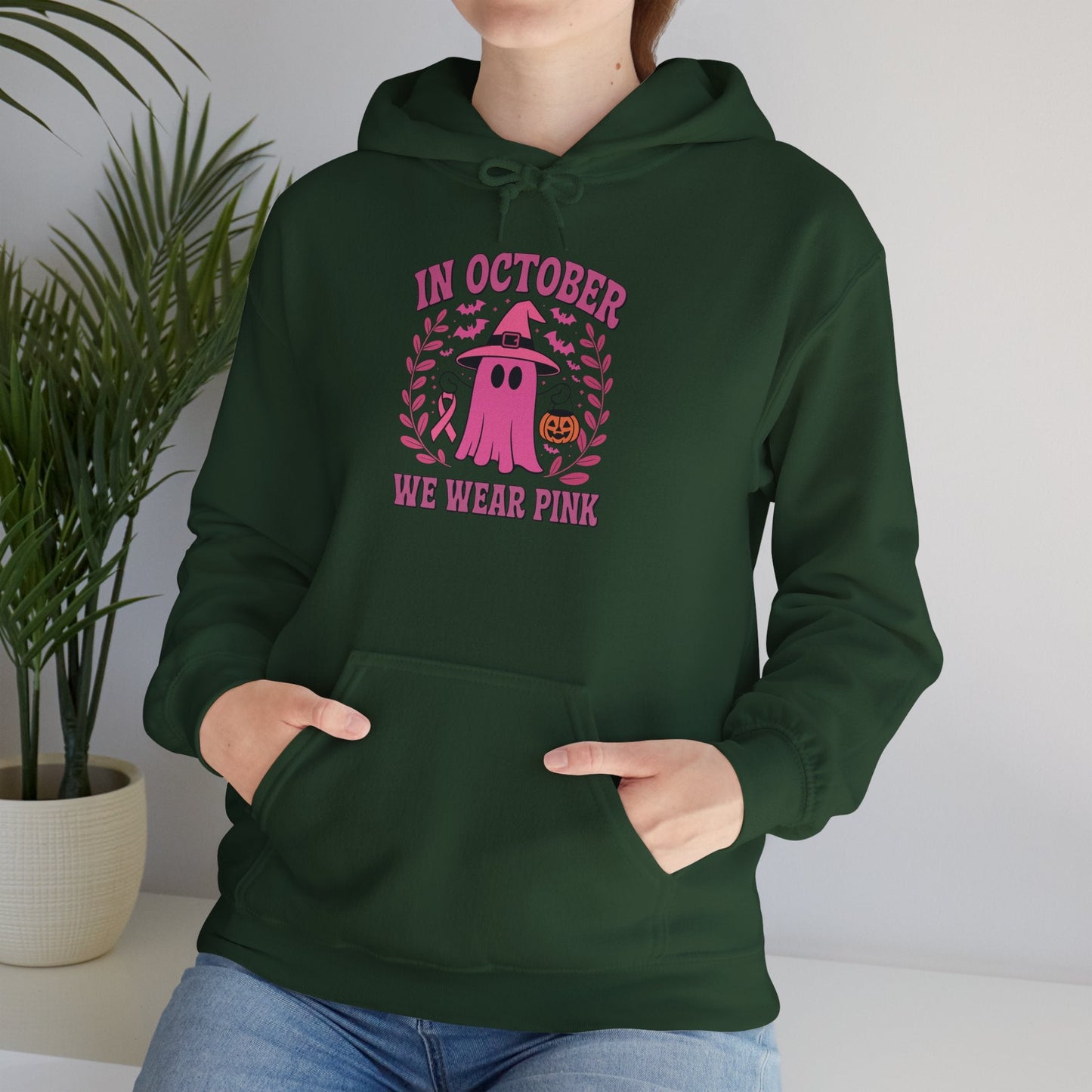 In October We Wear Pink Breast Cancer Awareness Halloween Hoodie
