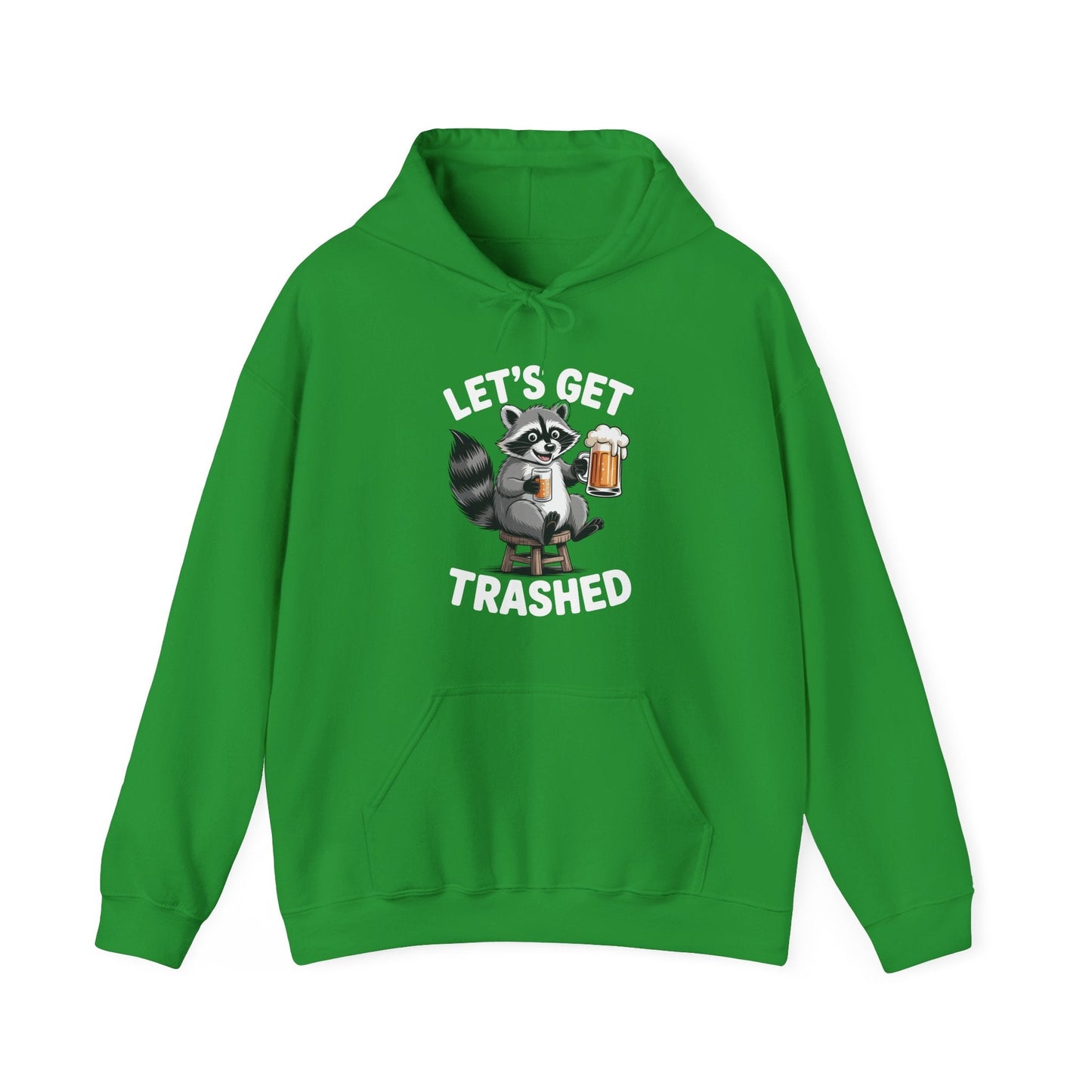 Funny Let's Get Trashed Raccoon Meme Humor Beer Drinking Hoodie