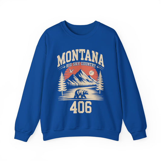 406 Montana Area Code, Big Sky Country, Montana Outdoors Sweatshirt