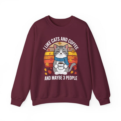 I Like Cats And Coffee And Maybe 3 People , Cats Lover Sweatshirt