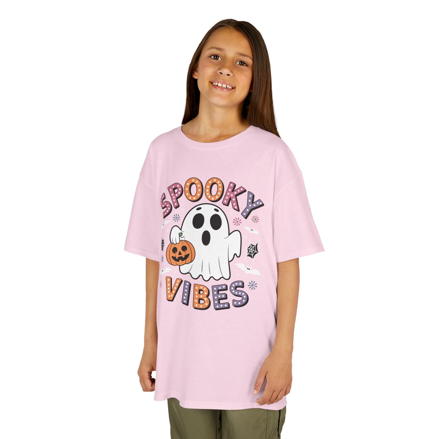 Spooky Vibes Ghost Retro Groovy Halloween Kids T-Shirt