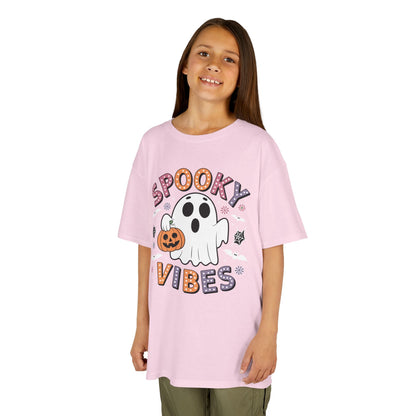 Spooky Vibes Ghost Retro Groovy Halloween Kids T-Shirt