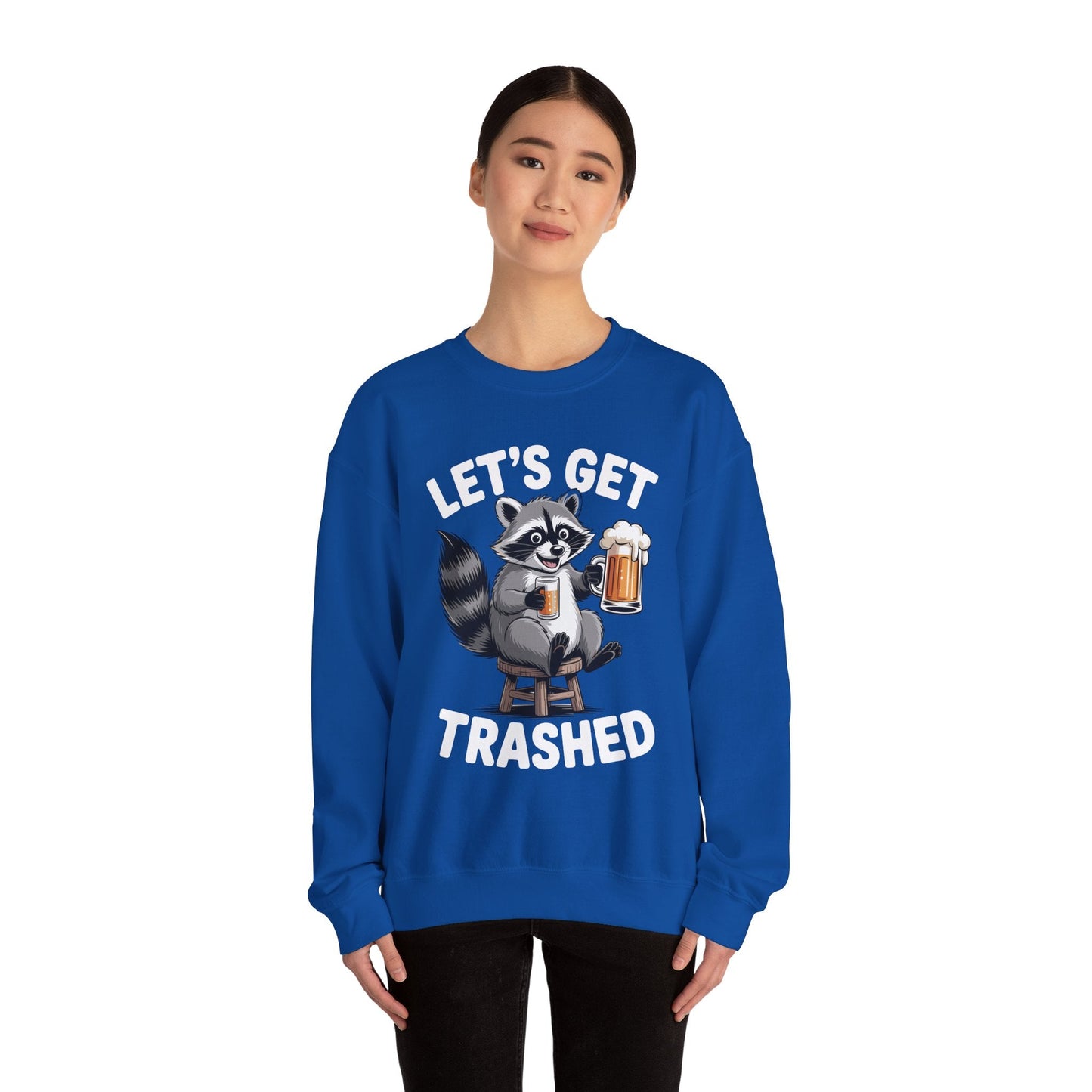 Funny Let's Get Trashed Raccoon Meme Humor Beer Drinking Sweatshirt