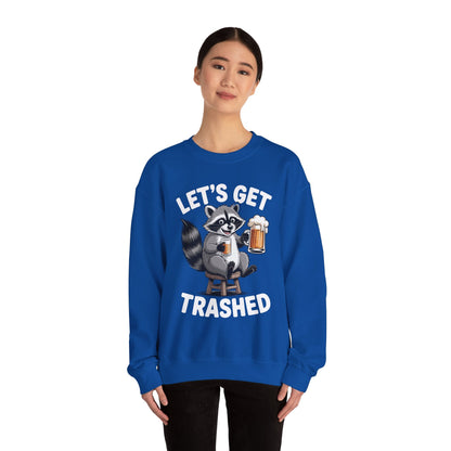 Funny Let's Get Trashed Raccoon Meme Humor Beer Drinking Sweatshirt