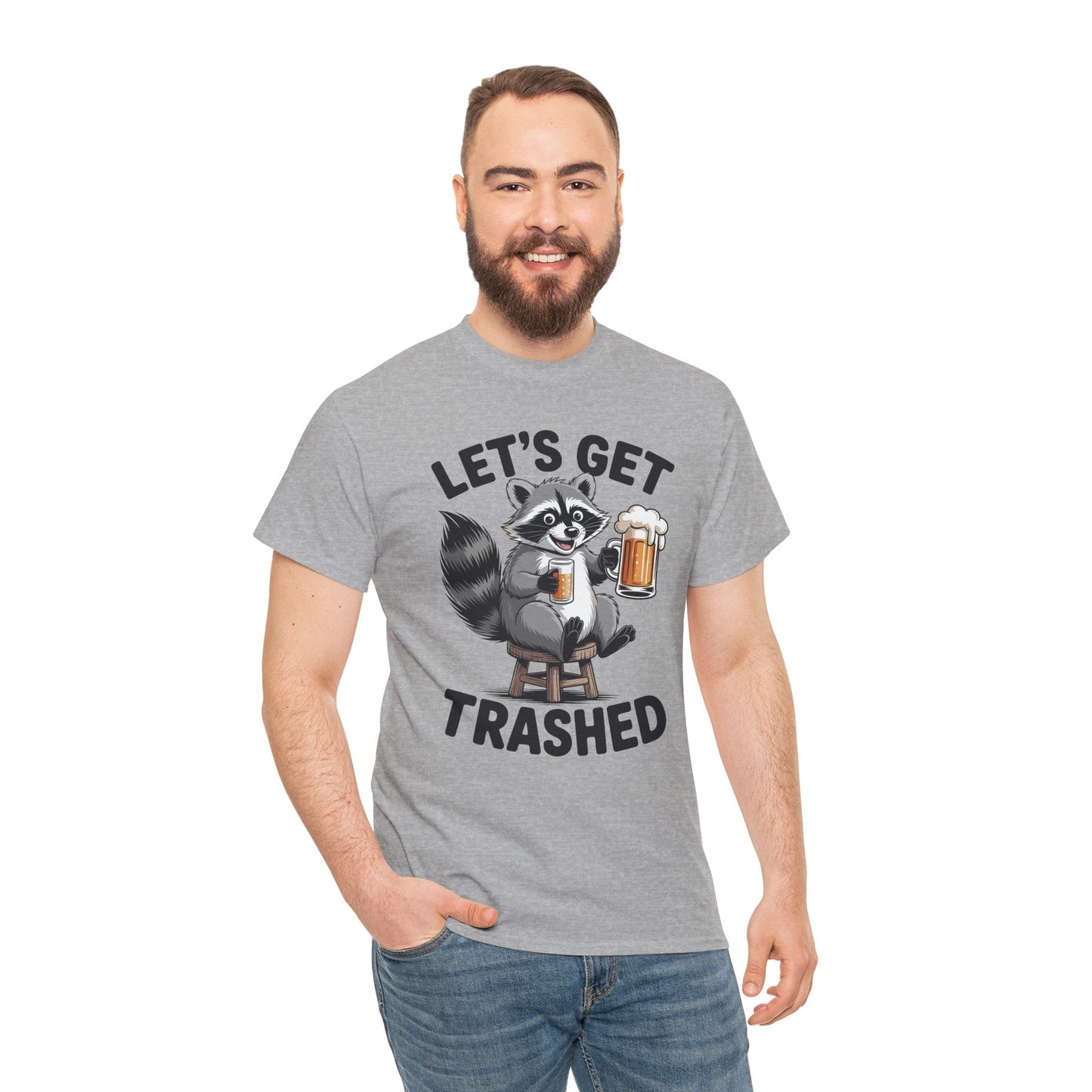 Funny Let's Get Trashed Raccoon Meme Humor Beer Drinking T-Shirt