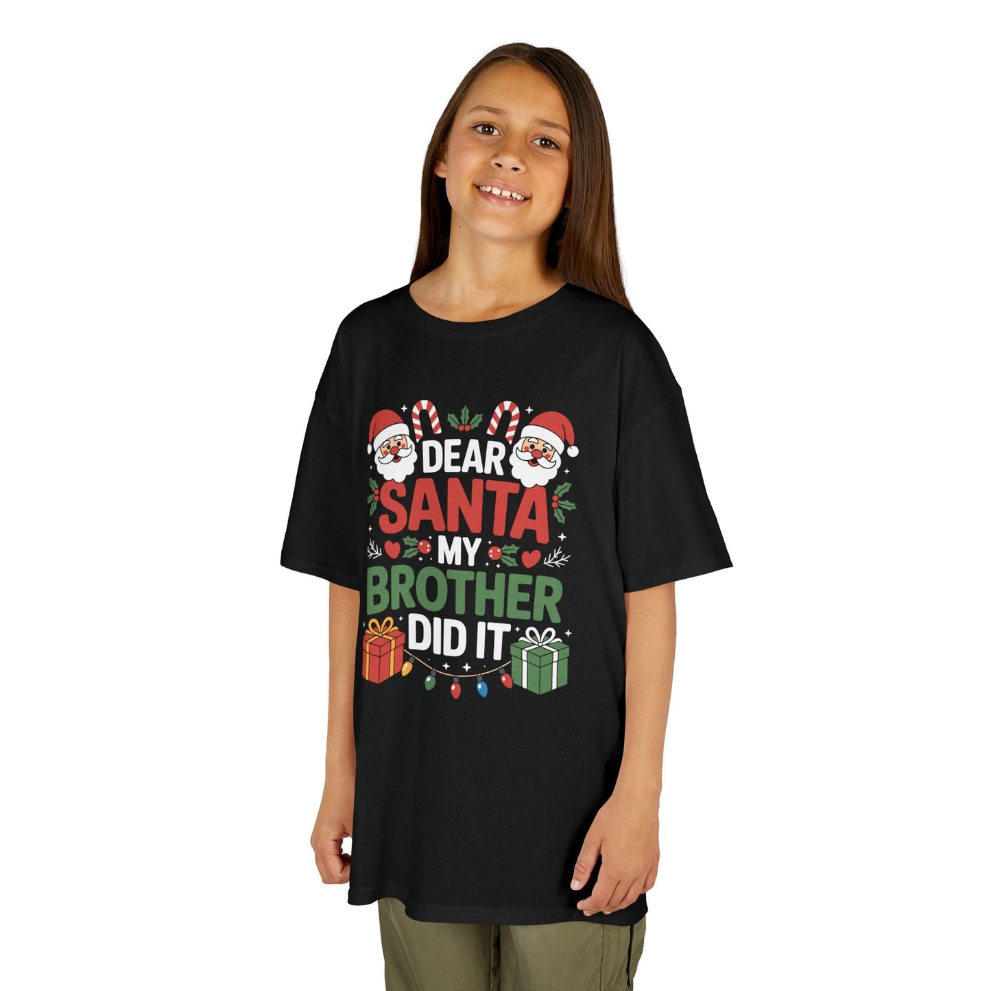 Dear Santa My Brother Did It Funny Christmas Boys Girls Kids T-Shirt