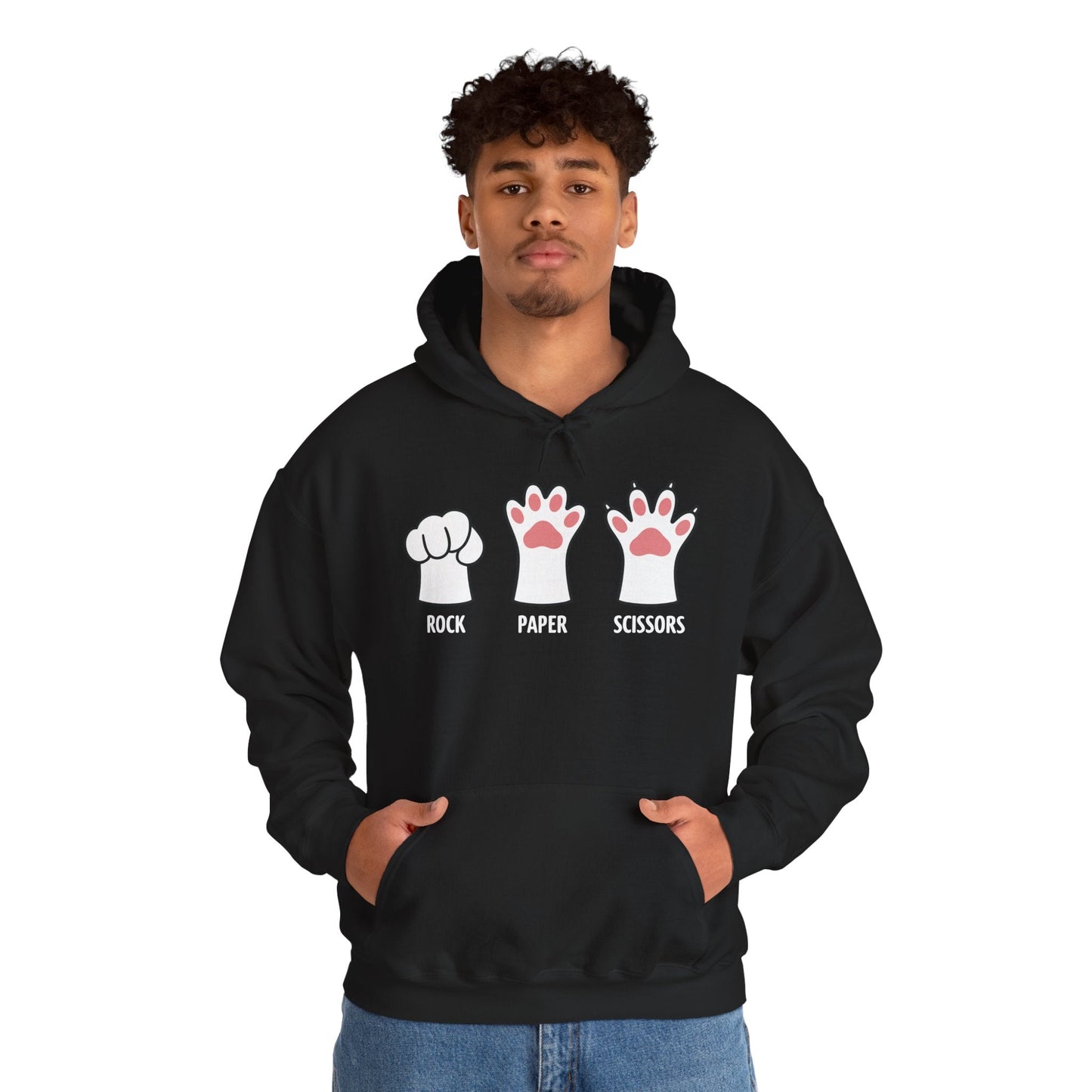 Funny  Introvert Cat Animal Rescue Rock Paper Scissors Cute Paw Cat Hoodie
