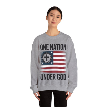 One Nation Under God Flag 4th Of July Patriotic Christian Sweatshirt