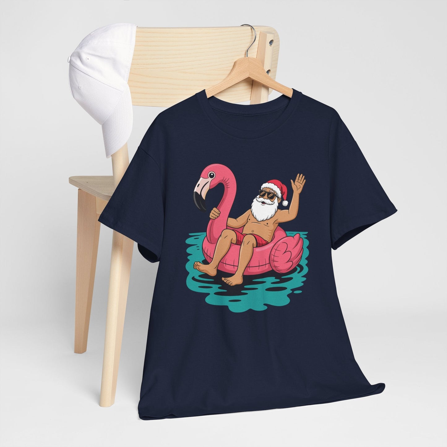 Santa Flamingo Floatie Funny Christmas In July Summer Xmas T-Shirt