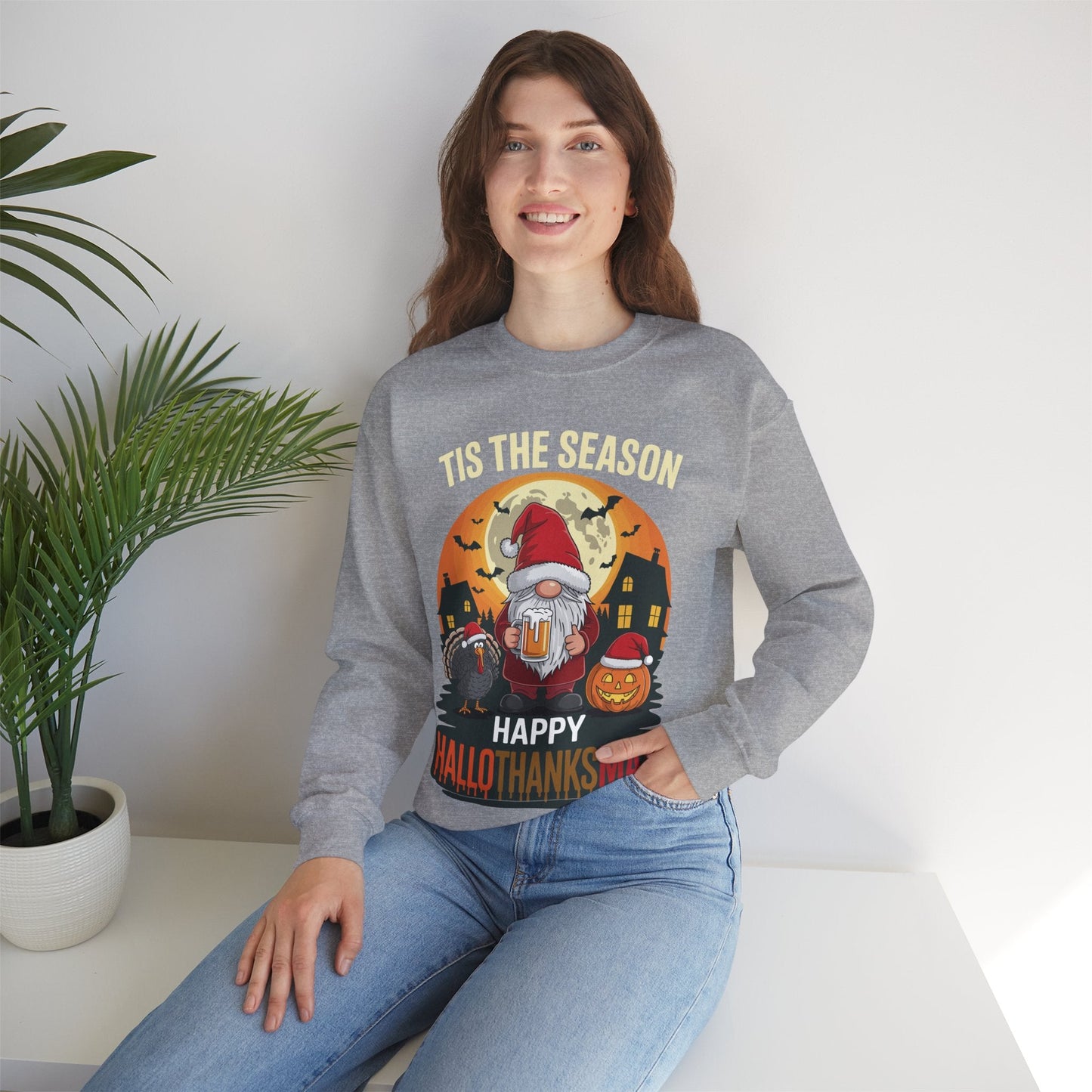 Happy Hallothanksmas Halloween Thanksgiving Merry Christmas Sweatshirt