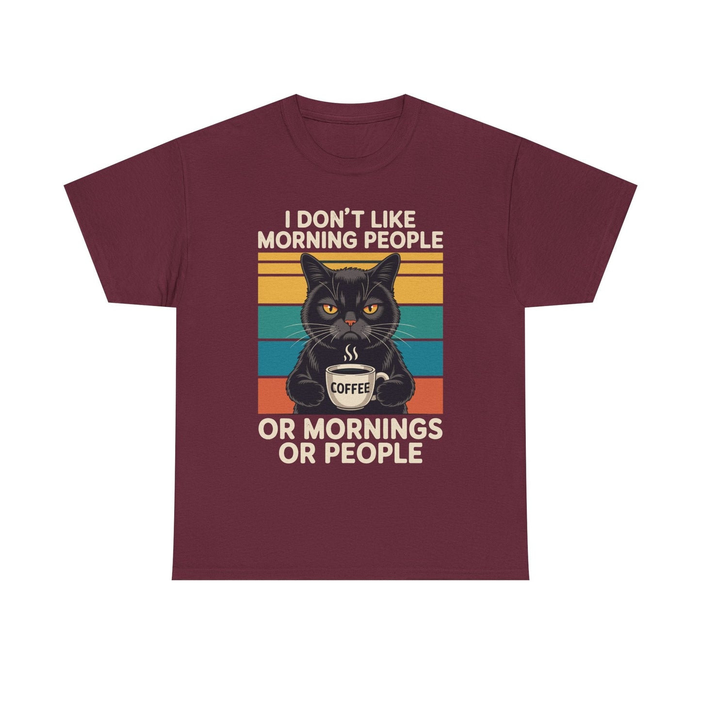I Hate Morning People And Mornings And People Coffee Cat T-Shirt
