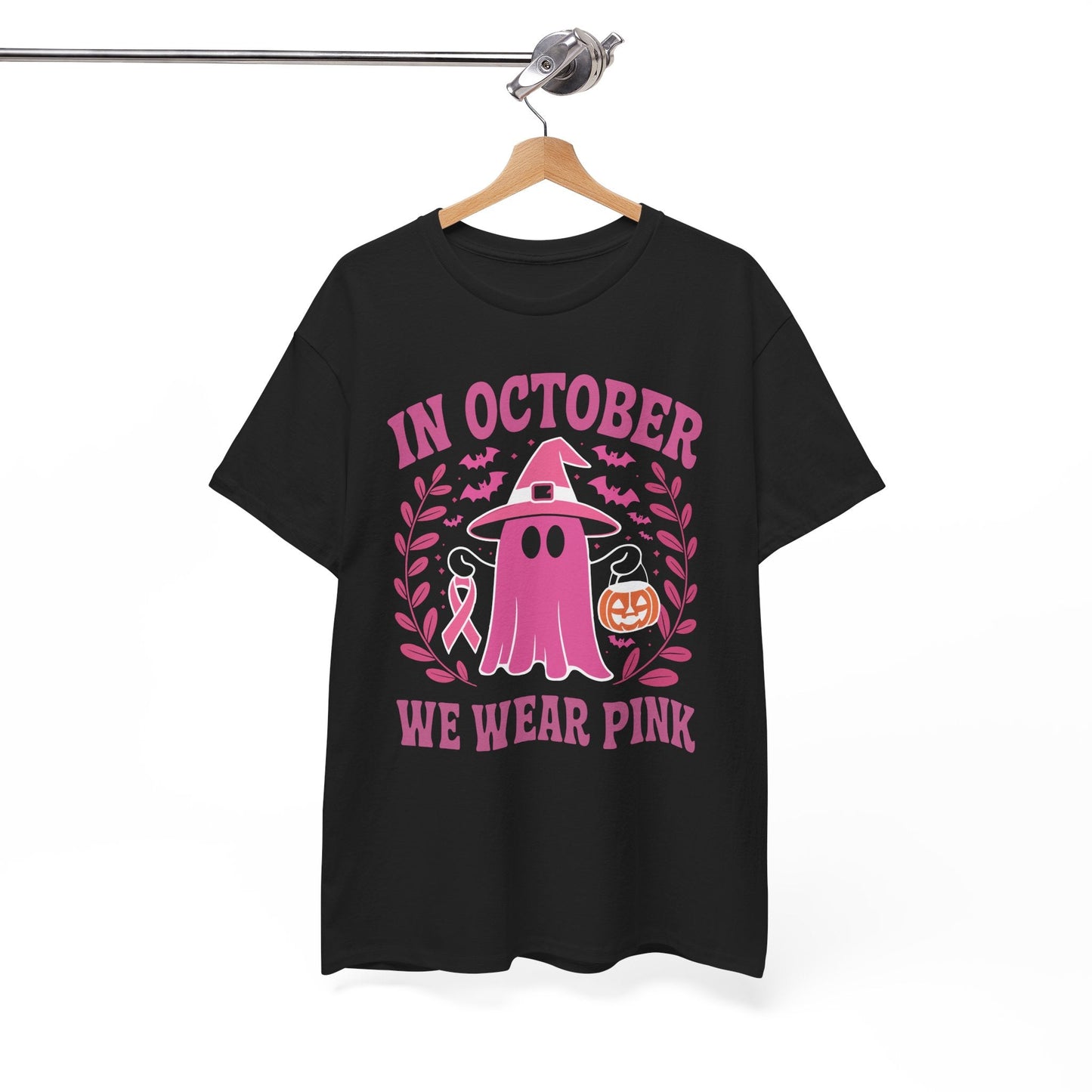 In October We Wear Pink Breast Cancer Awareness Halloween T-Shirt