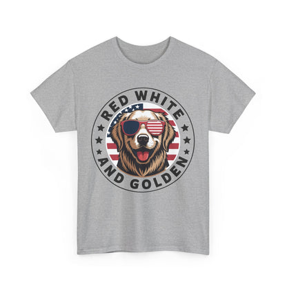 Red White Golden Retriever American Flag 4th of July Gift T-Shirt