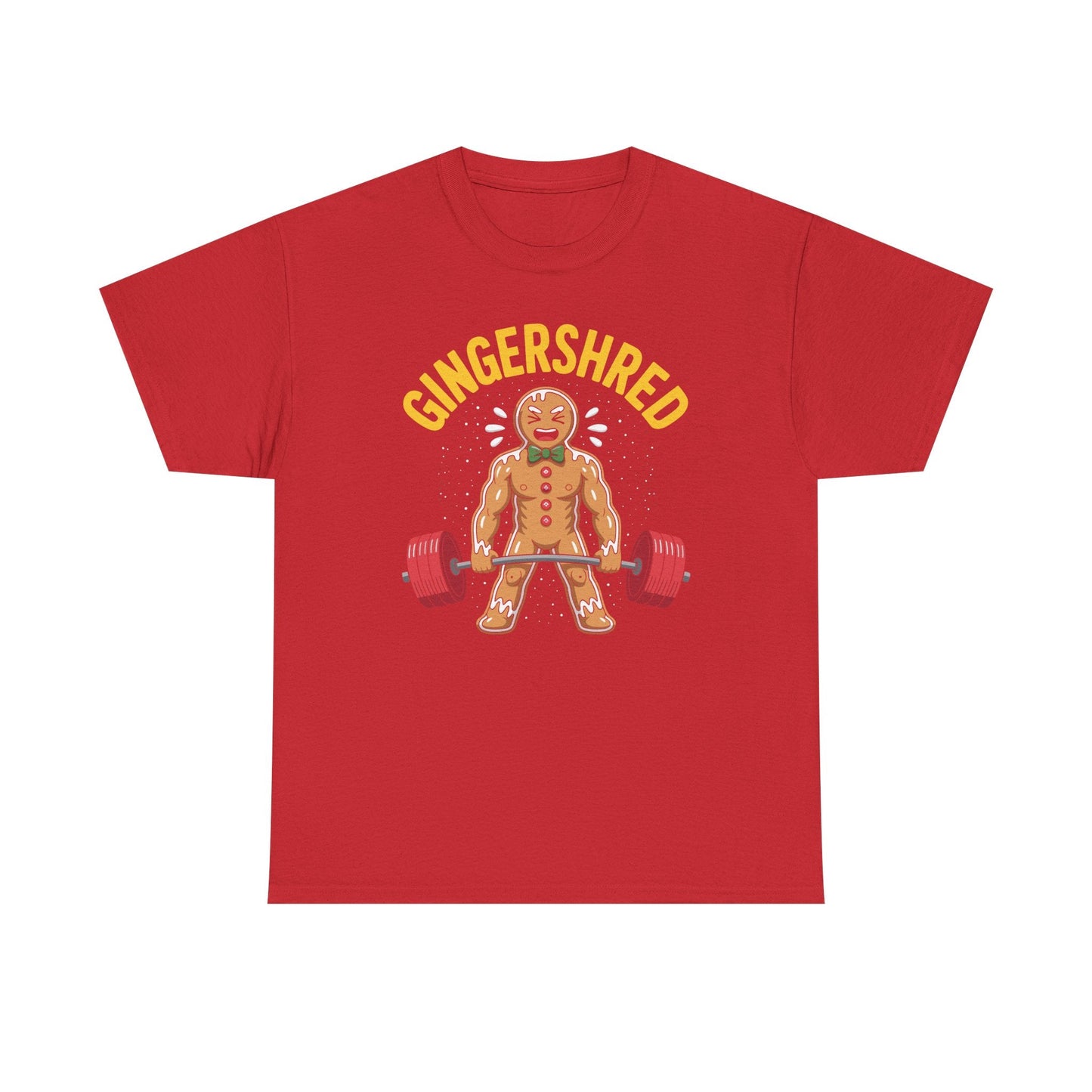 Funny Gingershred Gingerbread Man Gym Bodybuilding Christmas T-Shirt