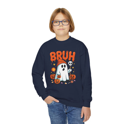 Bruh Ghost Halloween Cute Ghost Trick Or Treat Candy Kids Sweatshirt