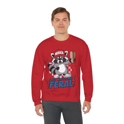 Red White And Feral Raccoon 4th of July Saying Meme Sweatshirt