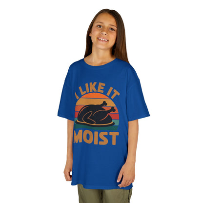 I Like It Moist Unisex Kids Black Thanksgiving T-Shirt