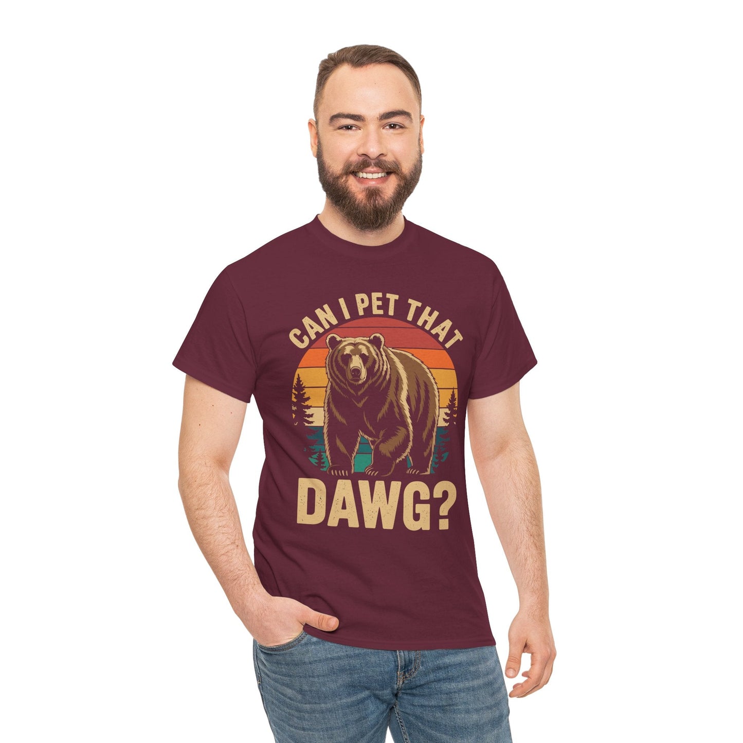 Can I Pet That Dog Funny Dawg Bear Meme Camping Hiking T-Shirt