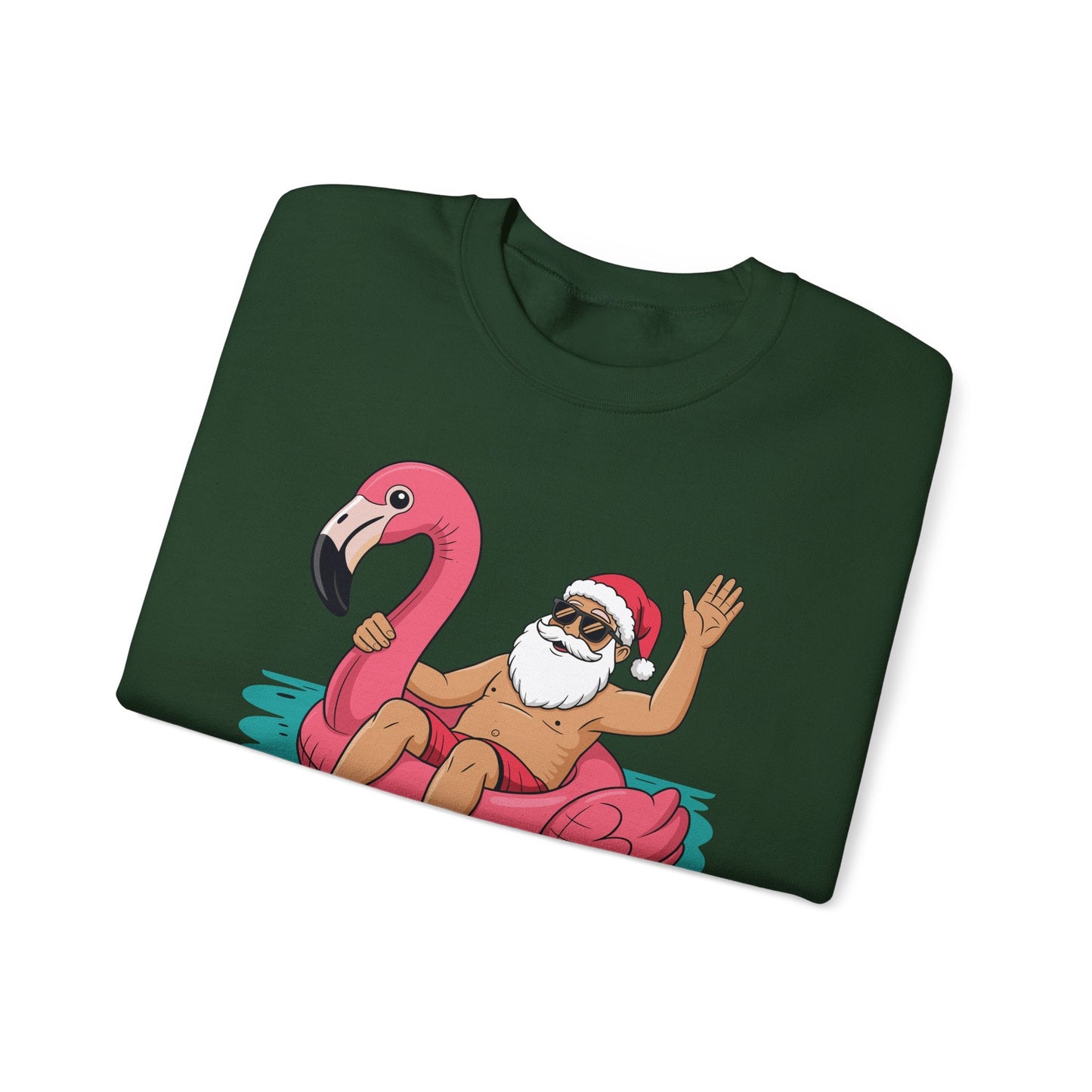 Santa Flamingo Floatie Funny Christmas In July Summer Xmas Sweatshirt