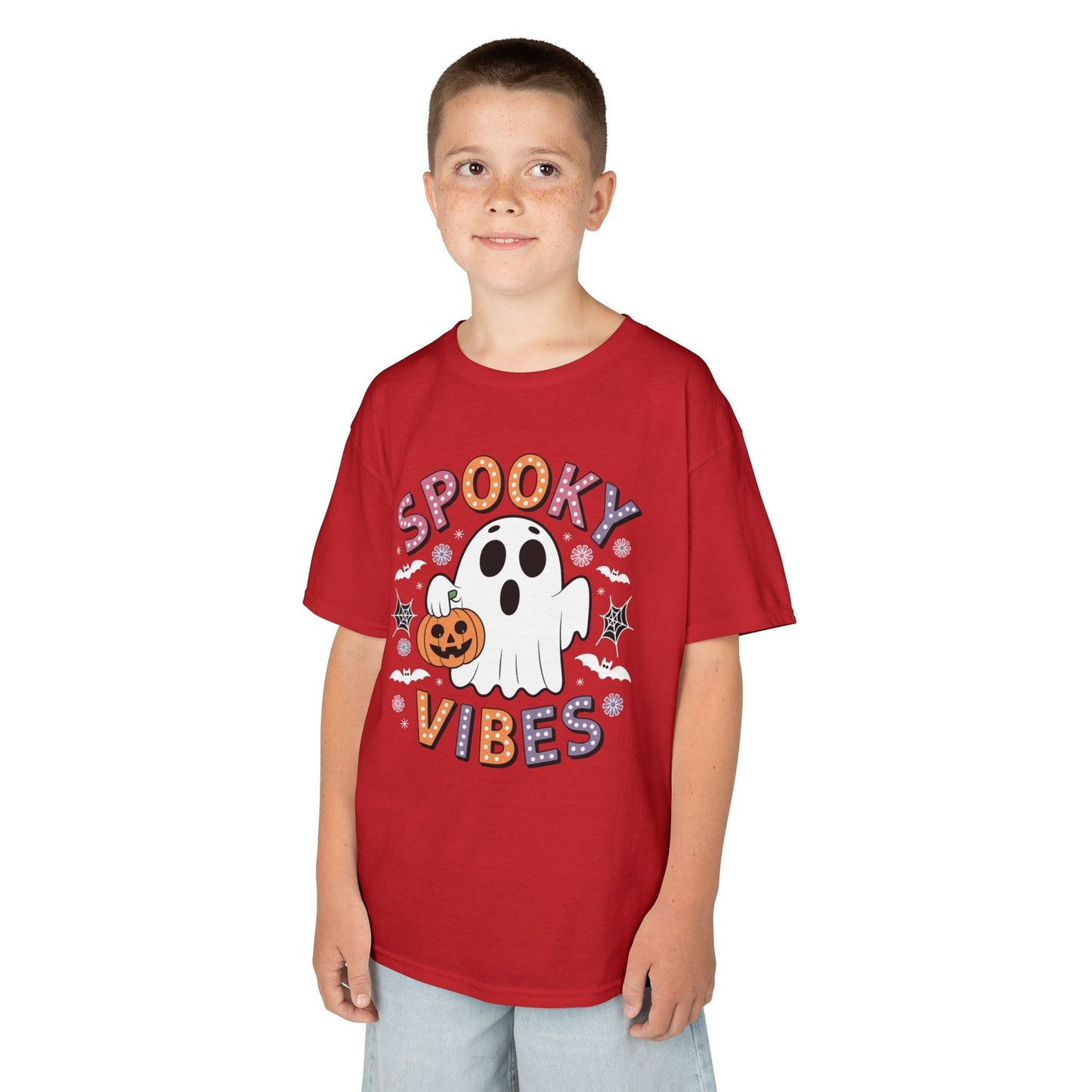 Spooky Vibes Ghost Retro Groovy Halloween Kids T-Shirt