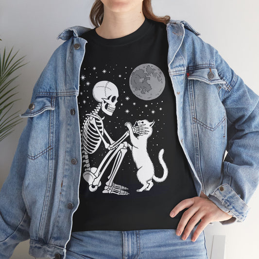 Skeleton Cat Skull Kitty Cute Goth Halloween Men Women T-Shirt
