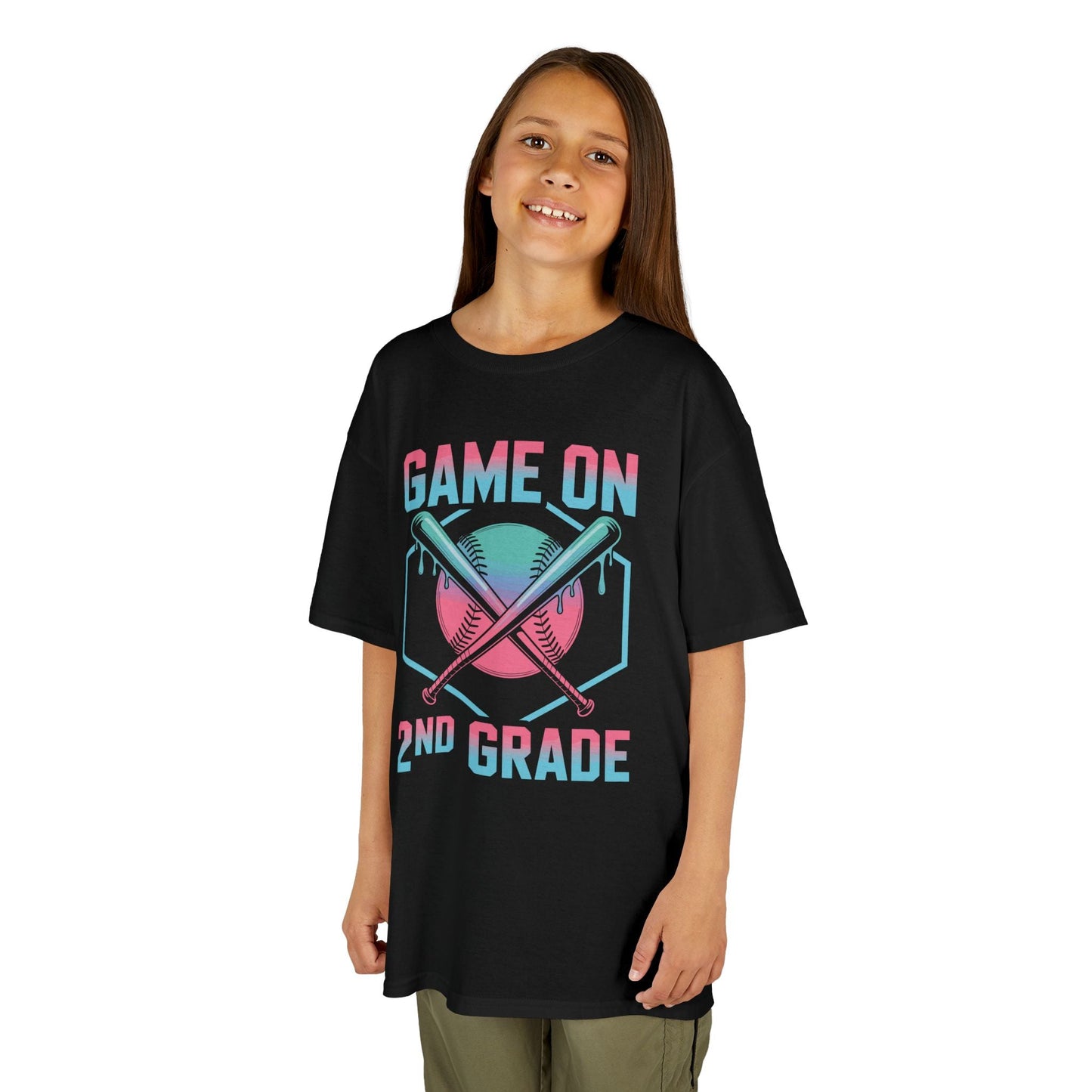 2nd Grade Back to School Baseball Drip Ice Cream Game On Kid T-Shirt