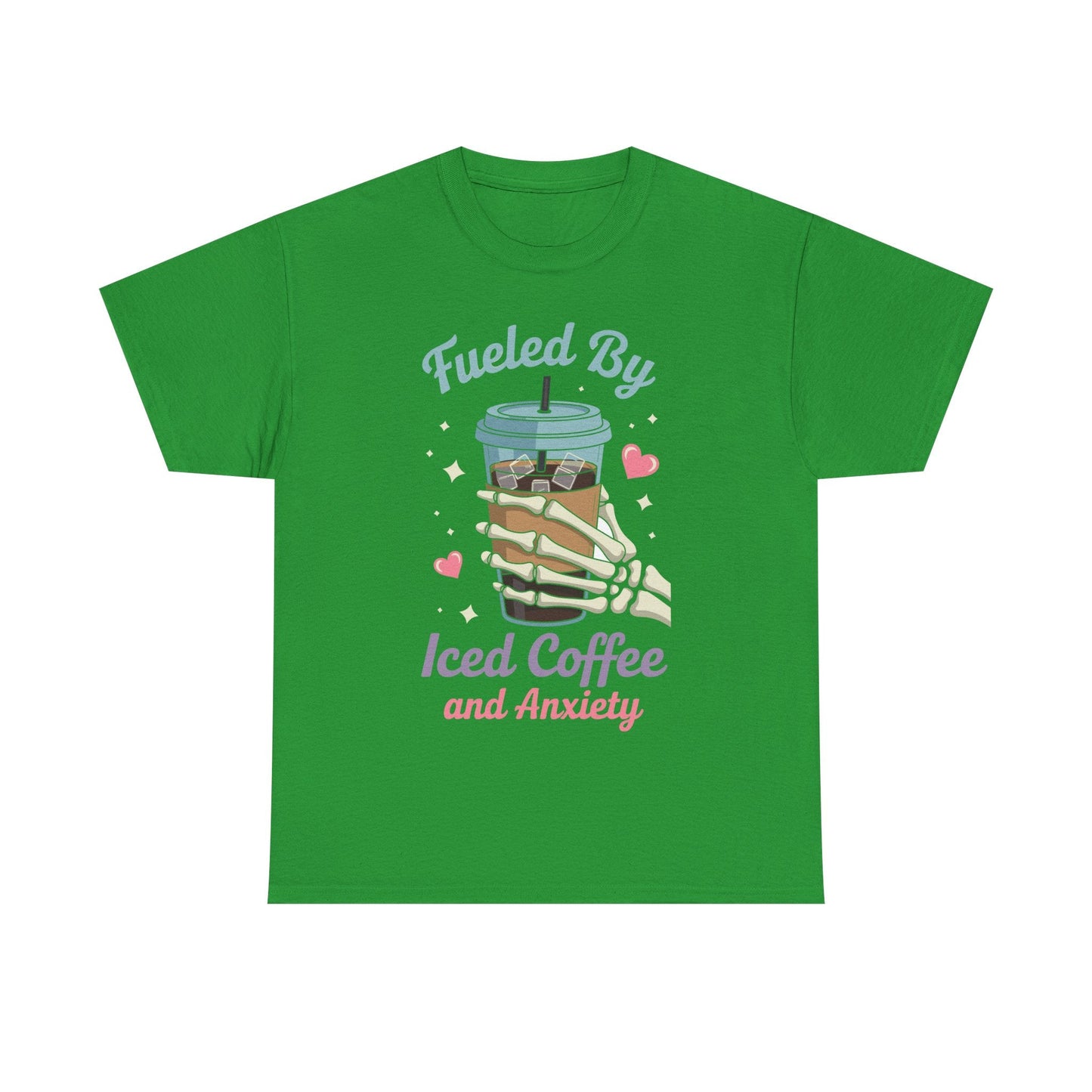 Fueled by Iced Coffee and Anxiety Funny Coffee Lover T-Shirt