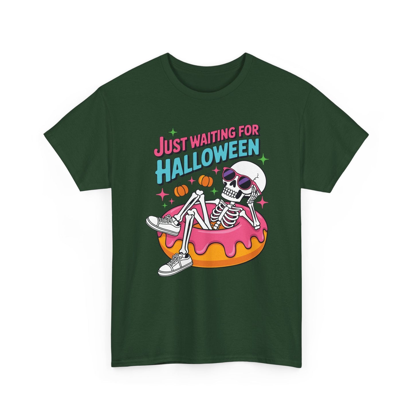 Just Waiting For Halloween Skeleton Donut Summerween Vibes T-Shirt