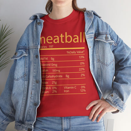 Meatball Nutrition Facts Funny Thanksgiving Christmas T-Shirt