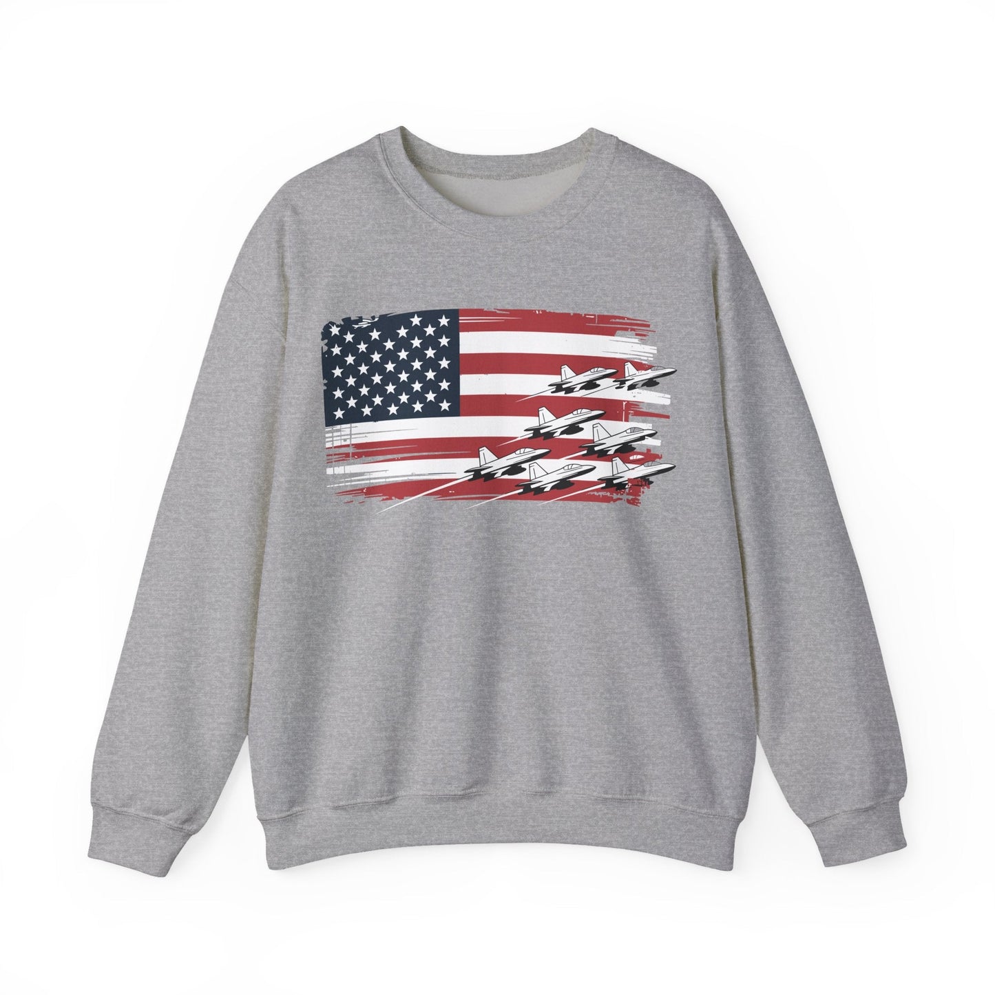 Patriotic Red White Blue USA Flag Fighter Jets 4th of July Sweatshirt