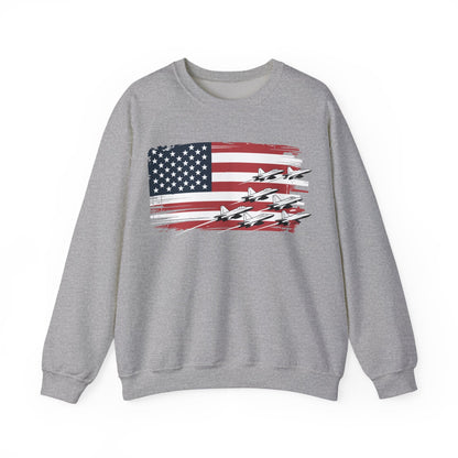 Patriotic Red White Blue USA Flag Fighter Jets 4th of July Sweatshirt