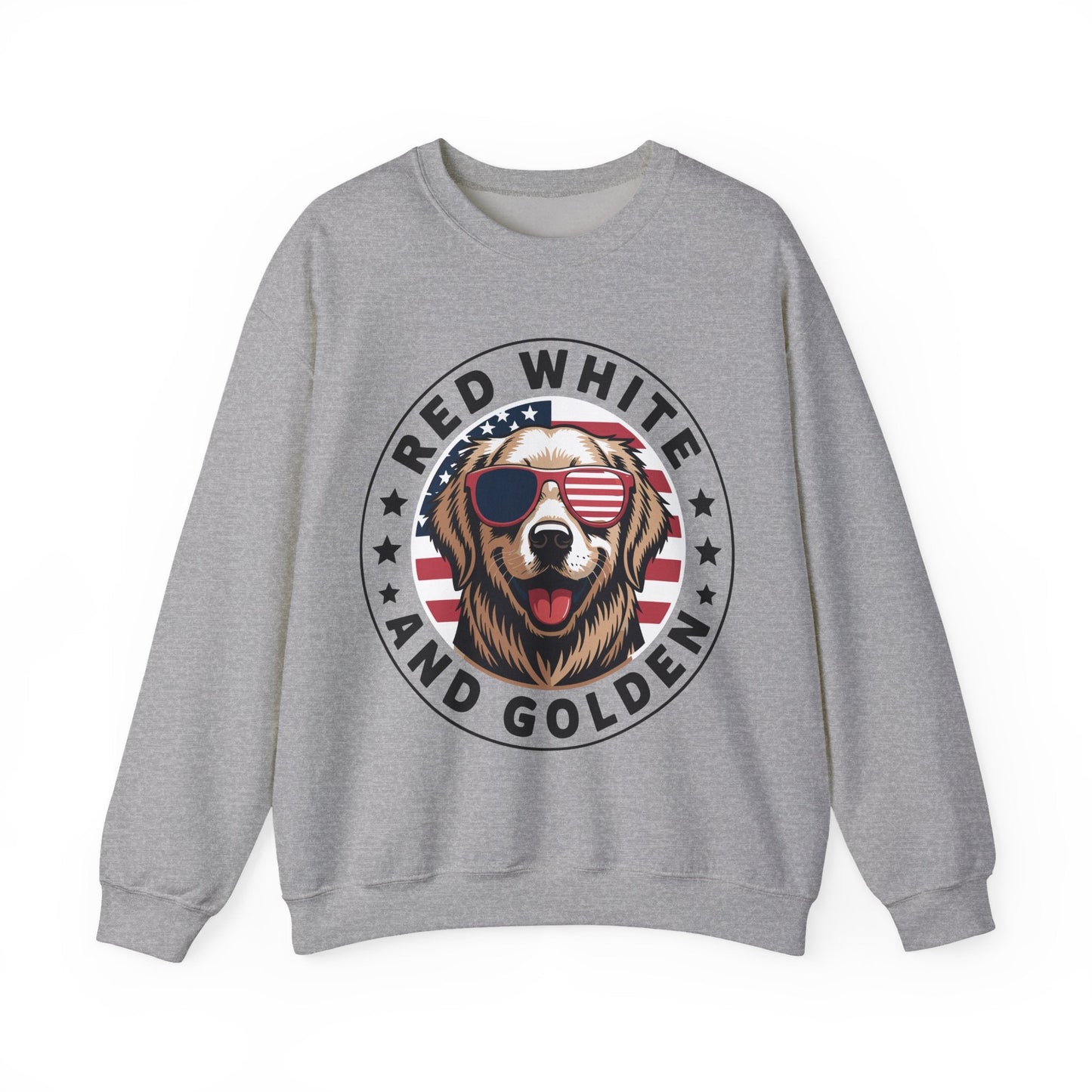 Red White Golden Retriever American Flag 4th of July Gift Sweatshirt