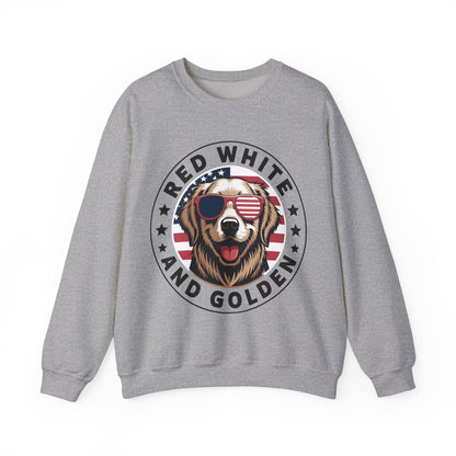 Red White Golden Retriever American Flag 4th of July Gift Sweatshirt
