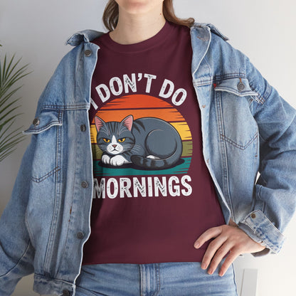 Funny Sleep Cat I Don't Do Morning T-Shirt