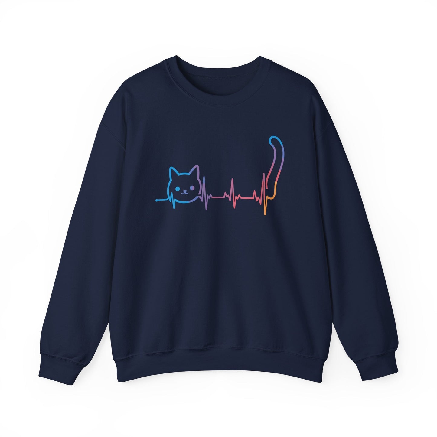 Heartbeat Cat Lover Animal Silhouette Cute Cat Sweatshirt