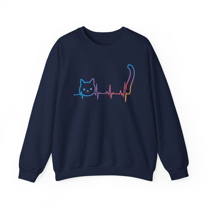 Heartbeat Cat Lover Animal Silhouette Cute Cat Sweatshirt
