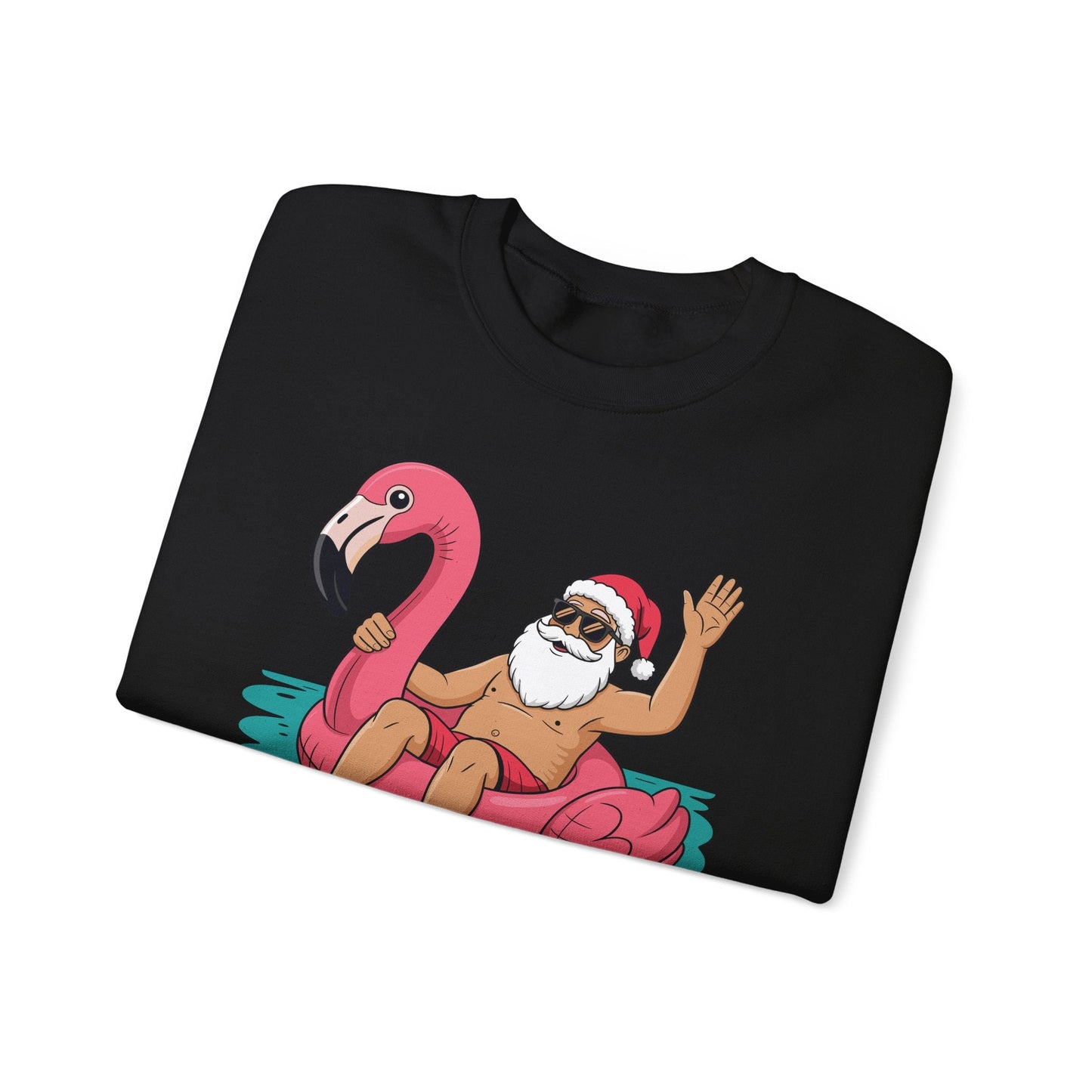 Santa Flamingo Floatie Funny Christmas In July Summer Xmas Sweatshirt