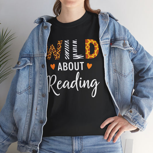 Wild About Reading Funny Book Lover Bookworm Library Day T-Shirt