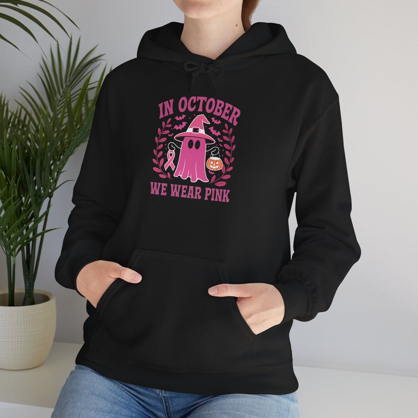 In October We Wear Pink Breast Cancer Awareness Halloween Hoodie
