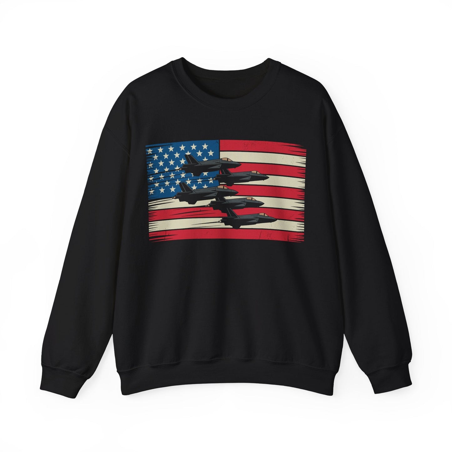 Vintage American Flag USA Fighter Jets 4th of July Patriotic Sweatshirt