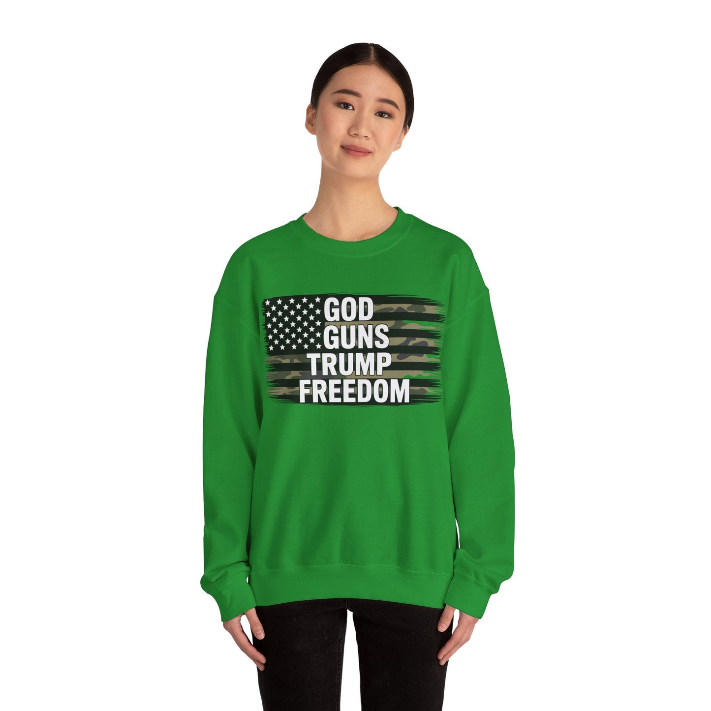 God Guns Trump Freedom Funny Camouflage Pro Gun USA Flag Sweatshirt