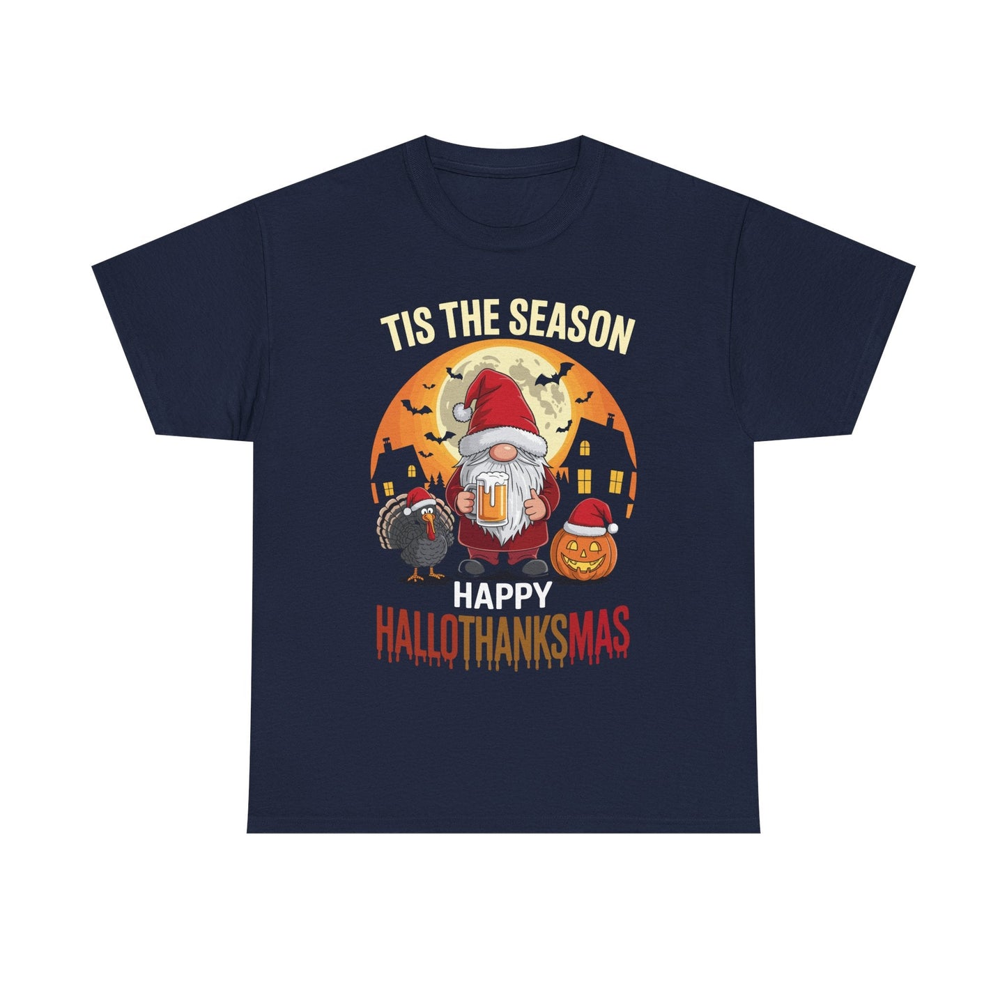 Happy Hallothanksmas Halloween Thanksgiving Merry Christmas T-Shirt