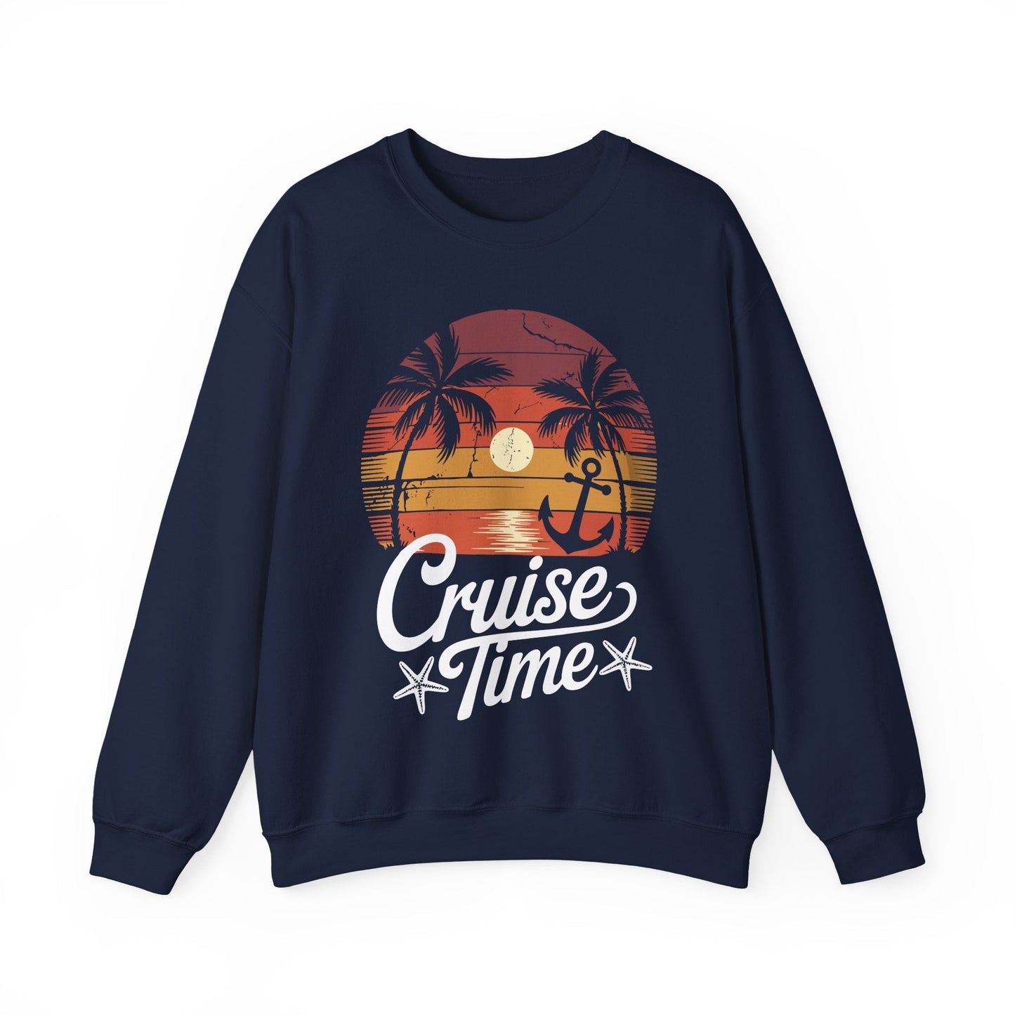 On Cruise Time Coconut Tree Graphic Summer Vacation Cruising Sweatshirt