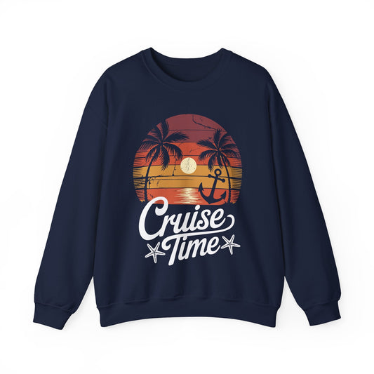On Cruise Time Coconut Tree Graphic Summer Vacation Cruising Sweatshirt