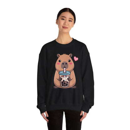 Cute Capybara Kawaii Anime Drinking Bubble Tea Lover Girls Sweatshirt