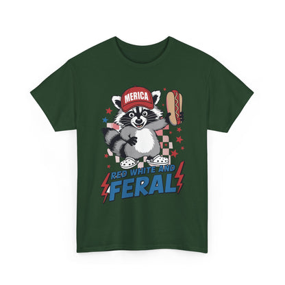 Red White And Feral Raccoon 4th of July Saying Meme T-Shirt