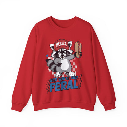 Red White And Feral Raccoon 4th of July Saying Meme Sweatshirt