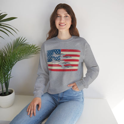 Vintage American Flag USA Fighter Jets 4th of July Patriotic Sweatshirt