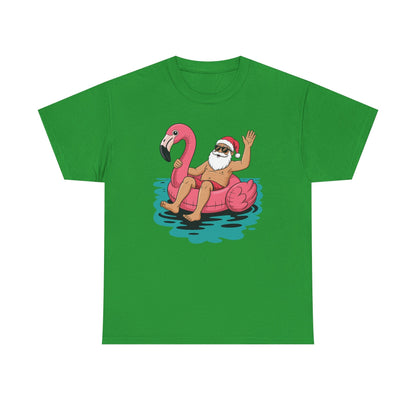 Santa Flamingo Floatie Funny Christmas In July Summer Xmas T-Shirt